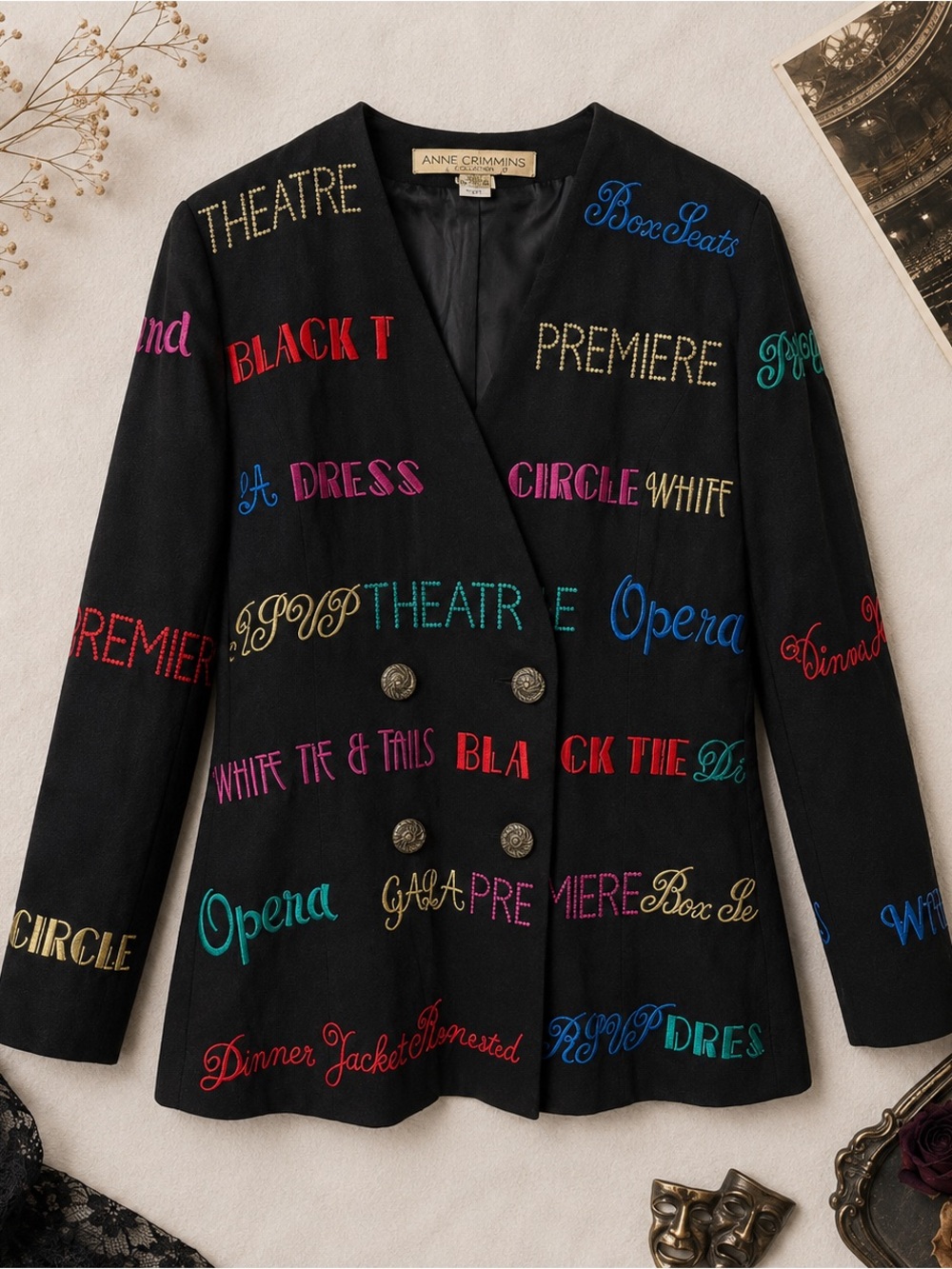 Anne Crimmins UMI Collections Theater Blazer 8 Vintage Embellished Artsy Jacket